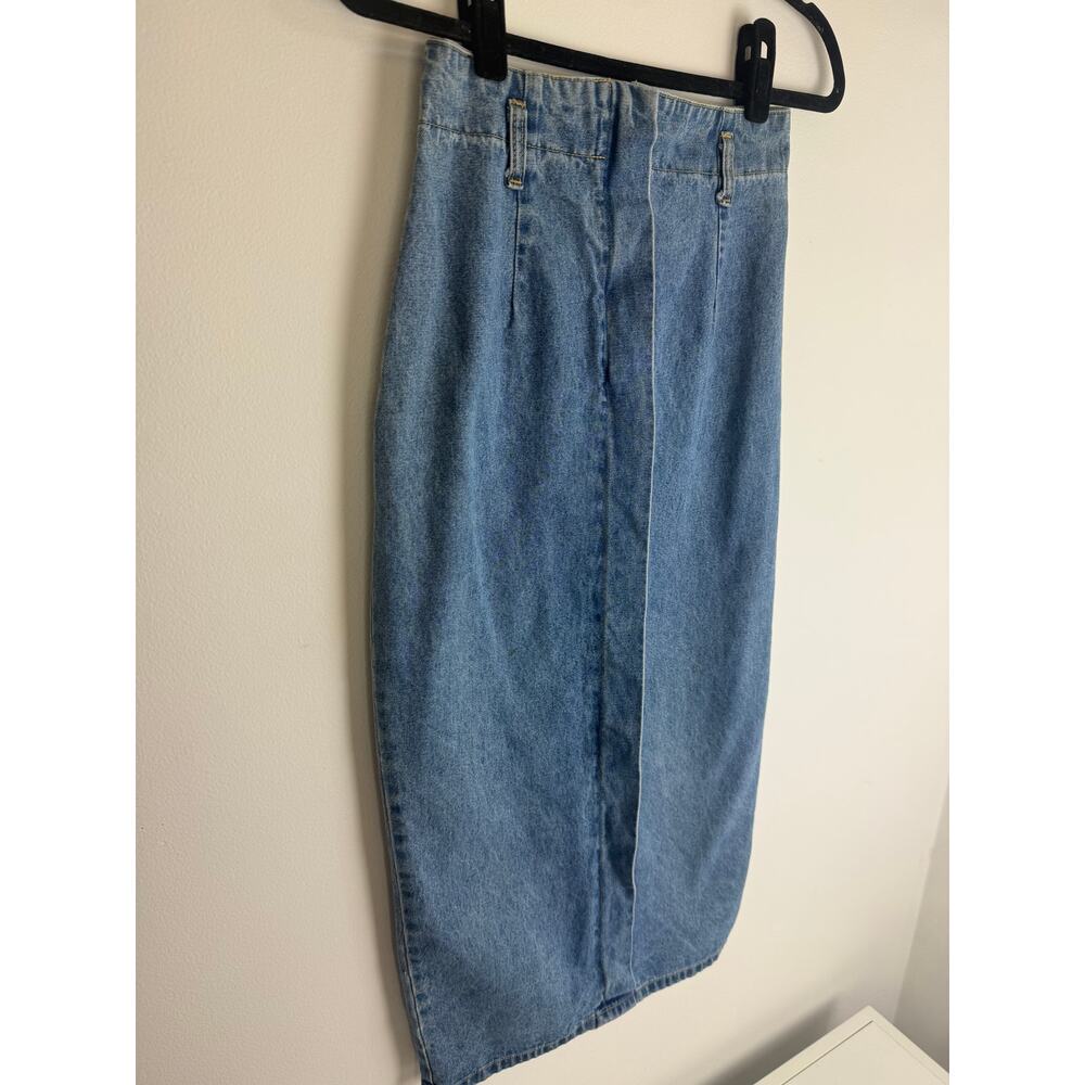 Vintage Honors Womens Straight Pencil Structured Medium Wash Denim Skirt 3/4 - Picture 5 of 8